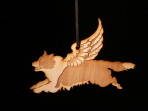 Wooden Winged Border Collie ornament